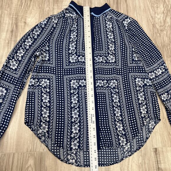 Maeve Anthropologie Floral Rayon Blouse Blue White Size 6 - Picture 6 of 11